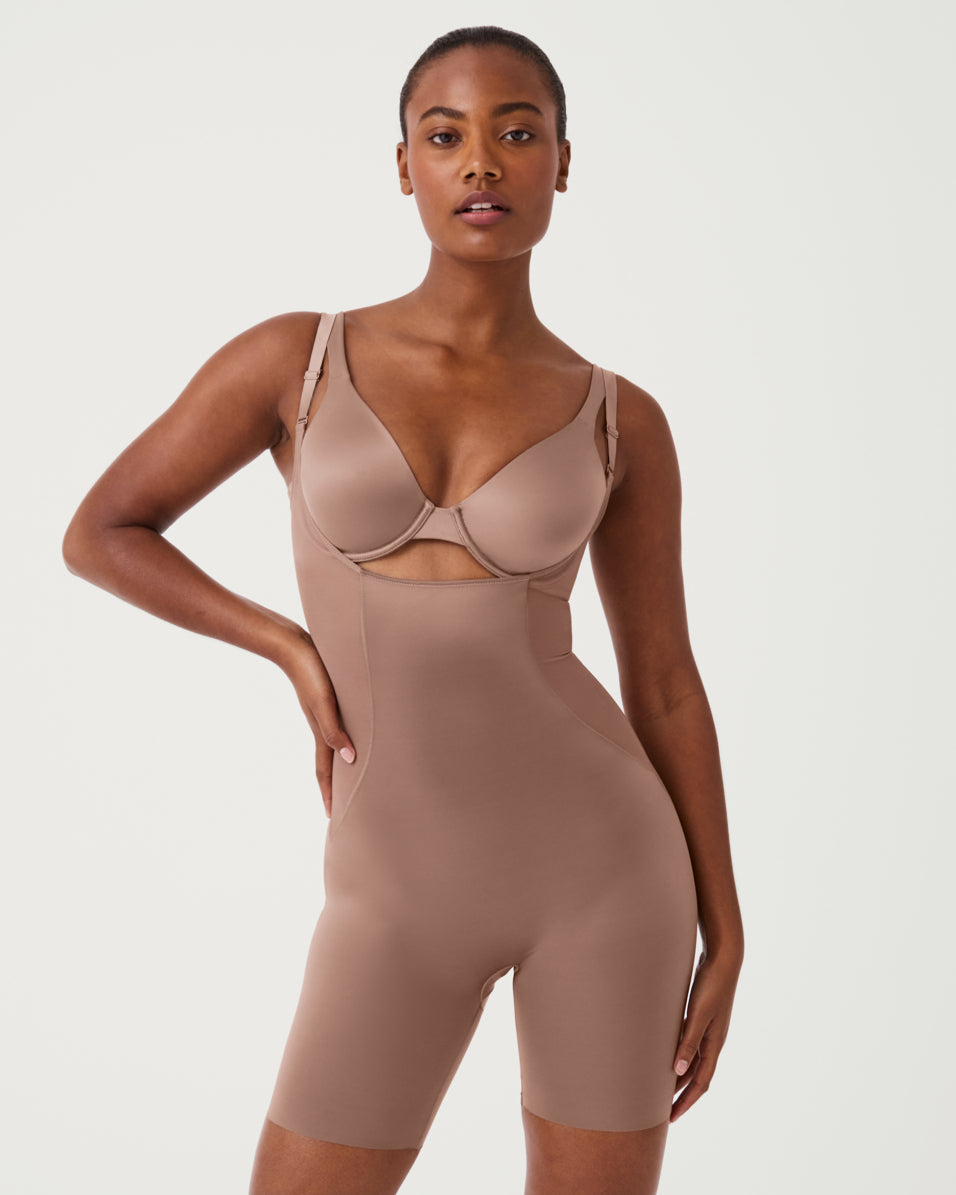 Spanx Mid Thigh Open Bust Bodysuit 10130R – From Head To Hose