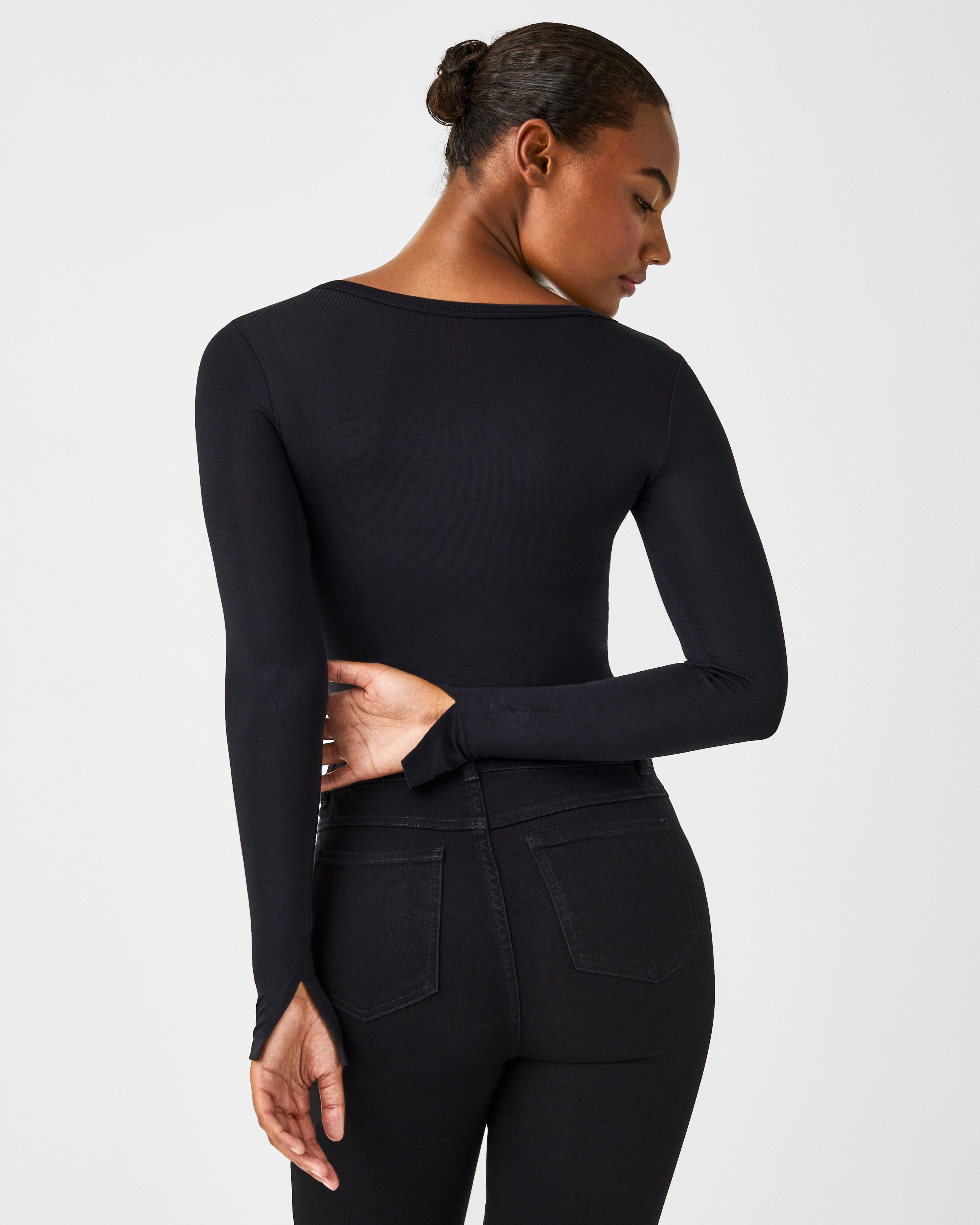 Spanx Sunshine Long Sleeve Top Black – The Blue Collection