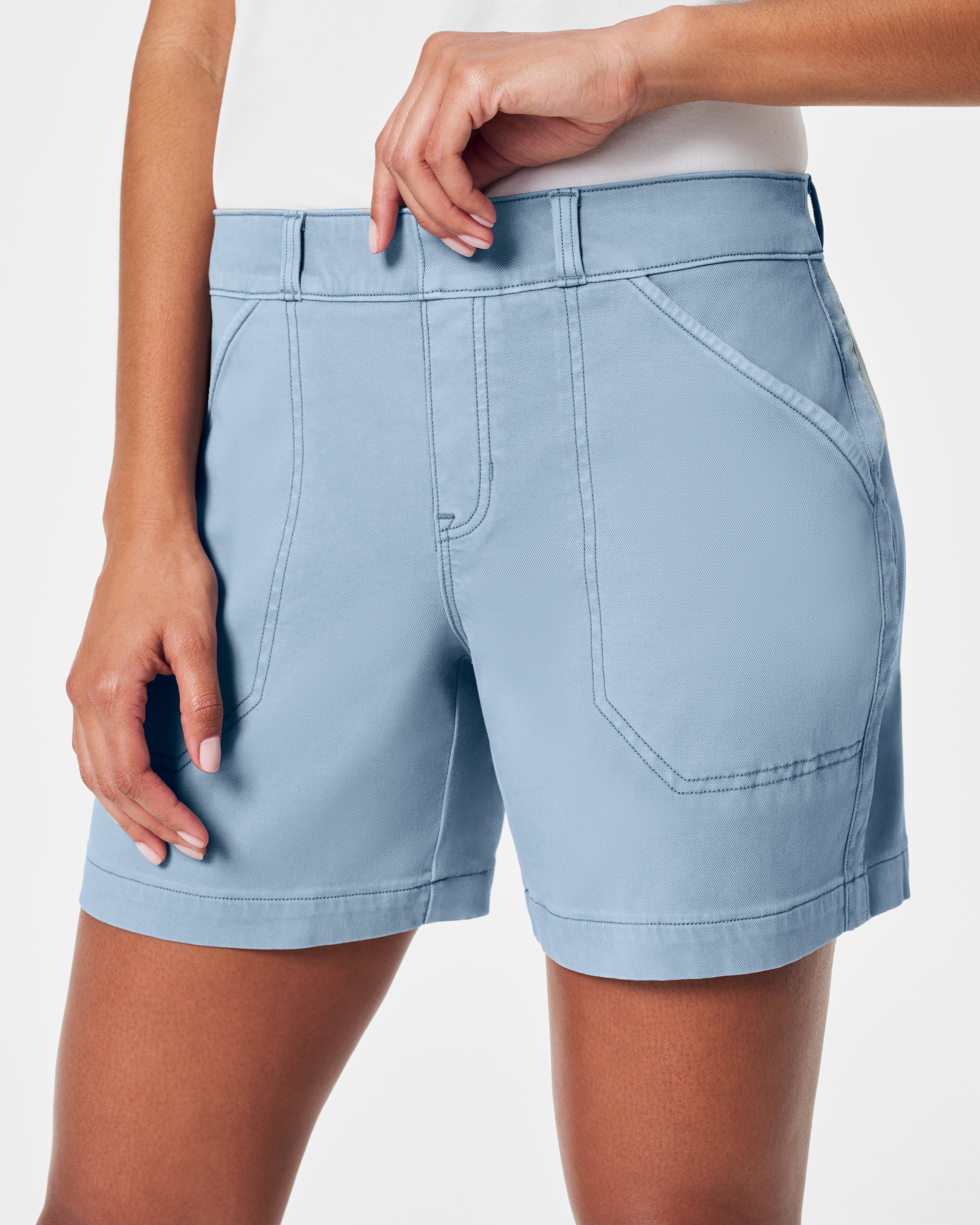 Women's Stretch Twill Shorts, Regular Fit Hiking Shorts with No Buttons and  No Zipper with Pocket Large Size, Twill Shorts (L,A) : :  Clothing, Shoes & Accessories