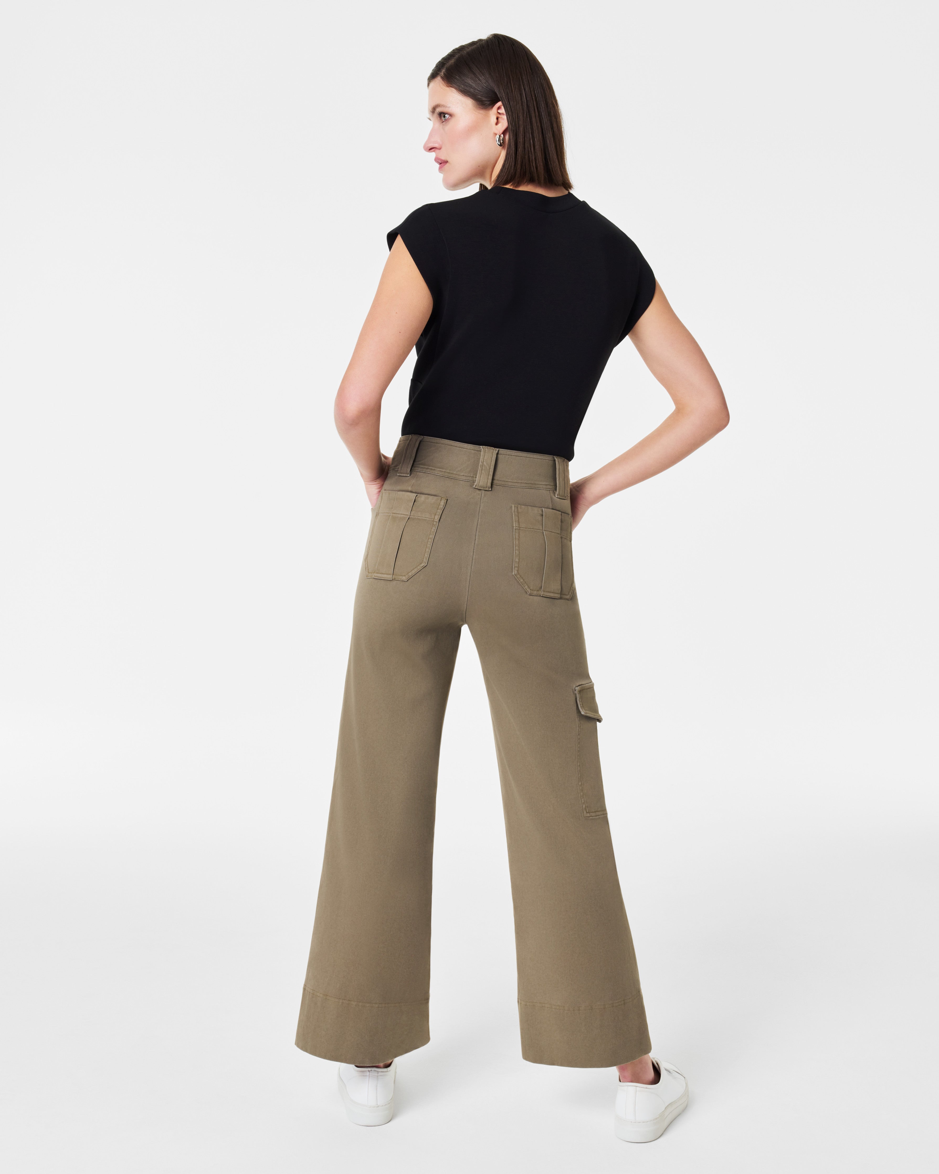 SPANX STRETCH TWILL CROPPED WIDE LEG PANTS – The Navy Knot
