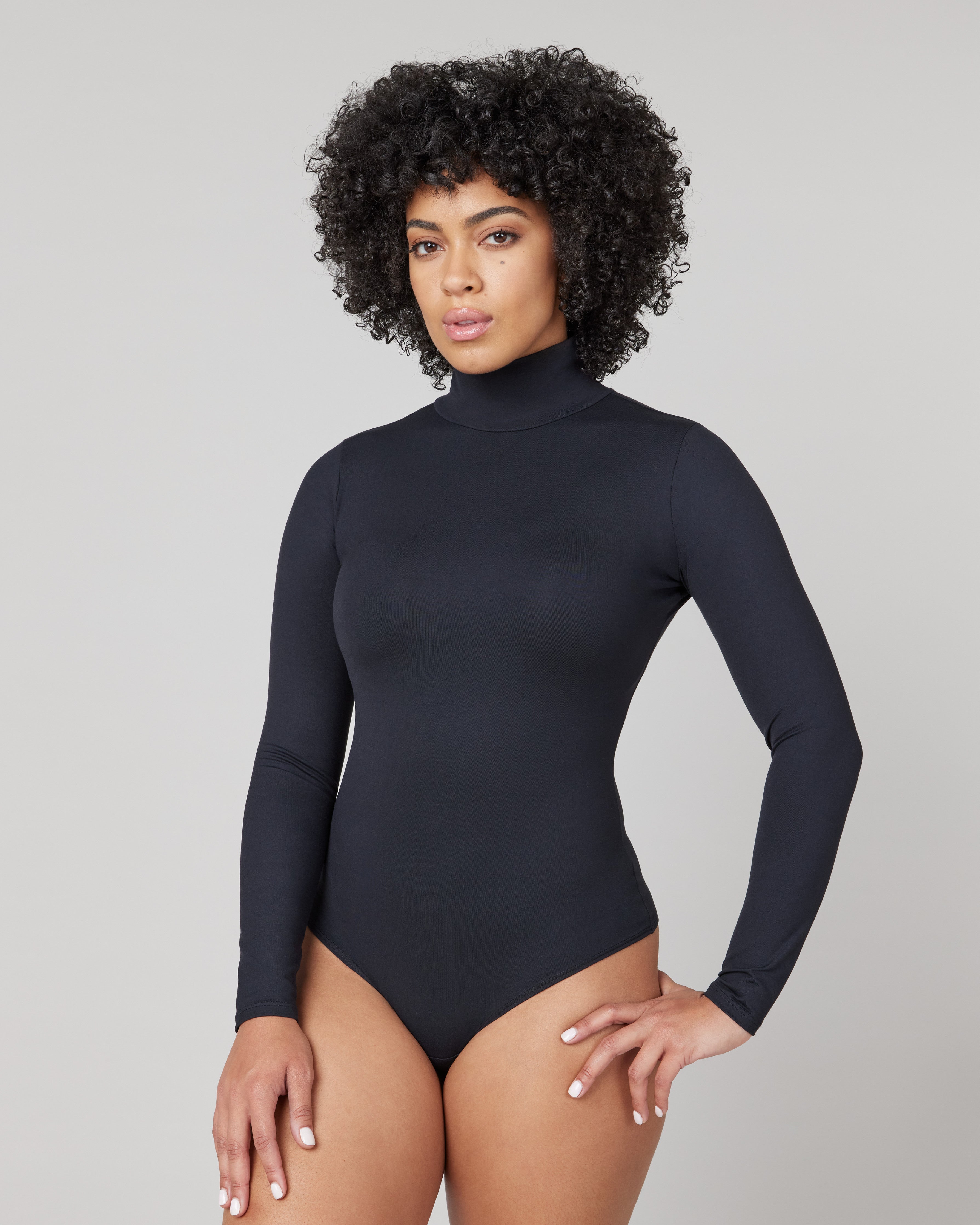 Naphy Women's Shapewear Bodysuit, Long Sleeve, High Neck, Body
