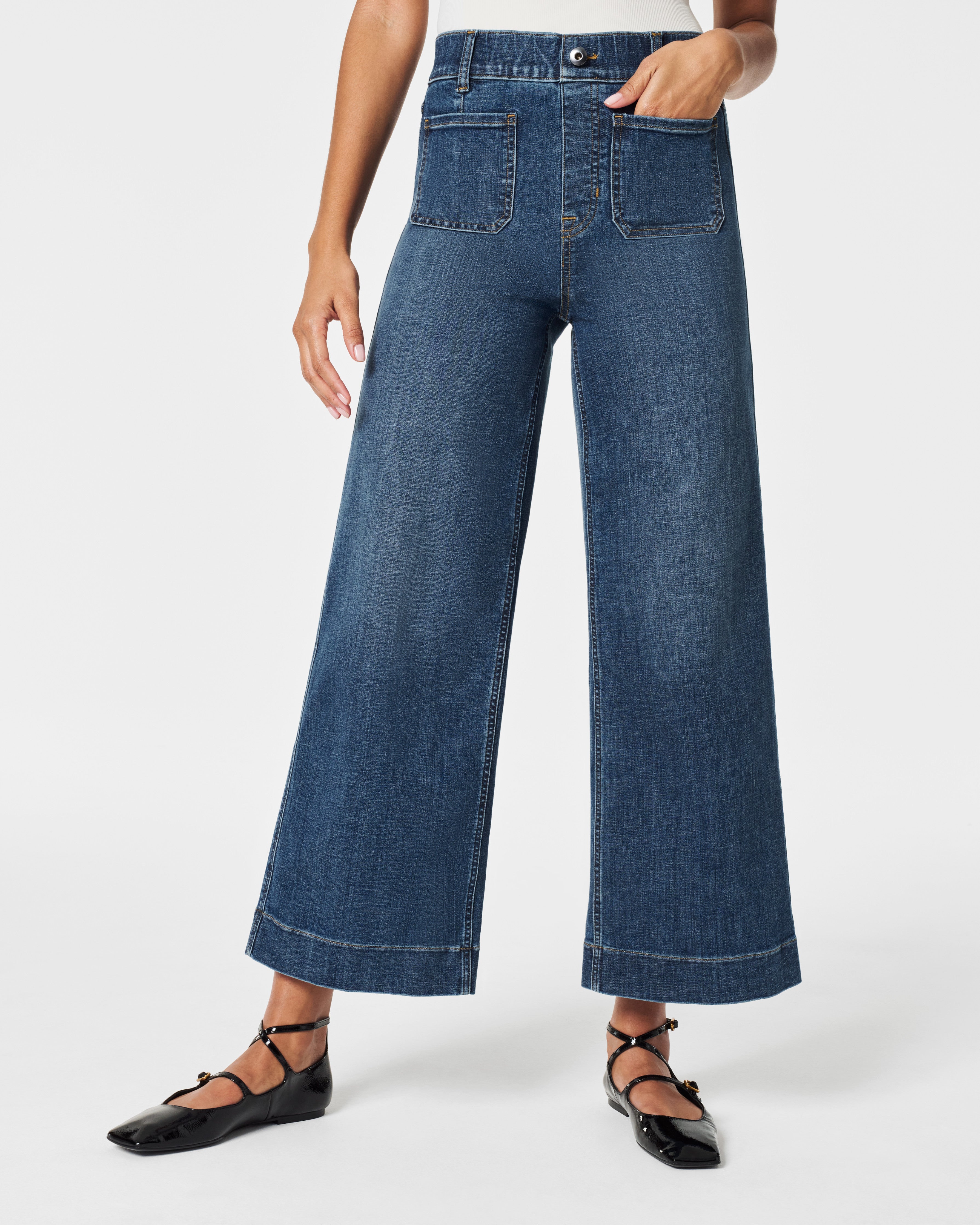 High waisted cropped wide leg jeans hotsell