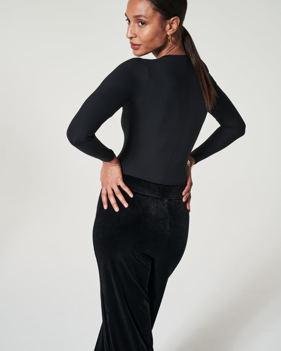 In The Style Plus exclusive velvet fitted flare in black - part of a set