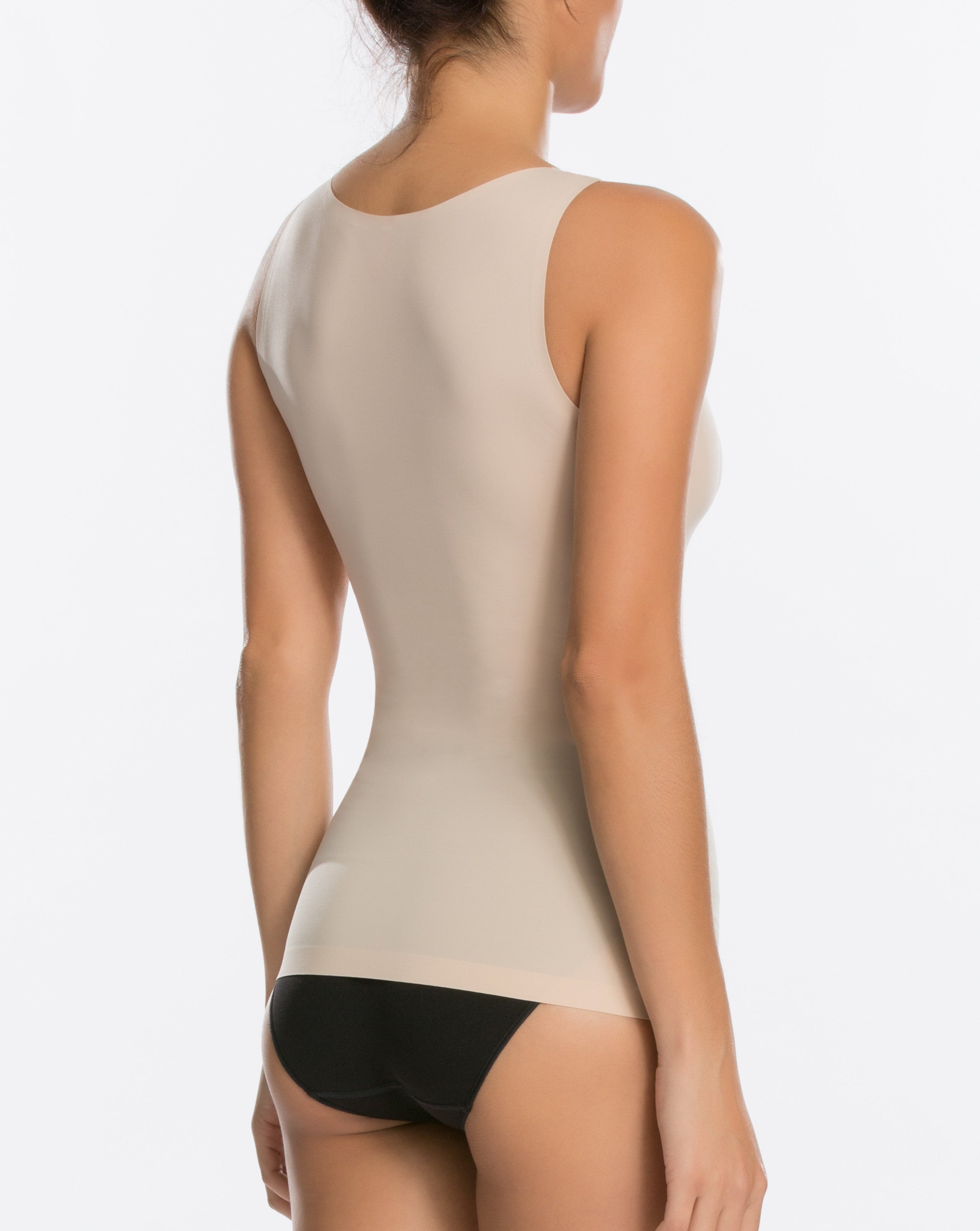Spanx Simplicity Open Bust Shapewear Cami Tank Nude Black Size