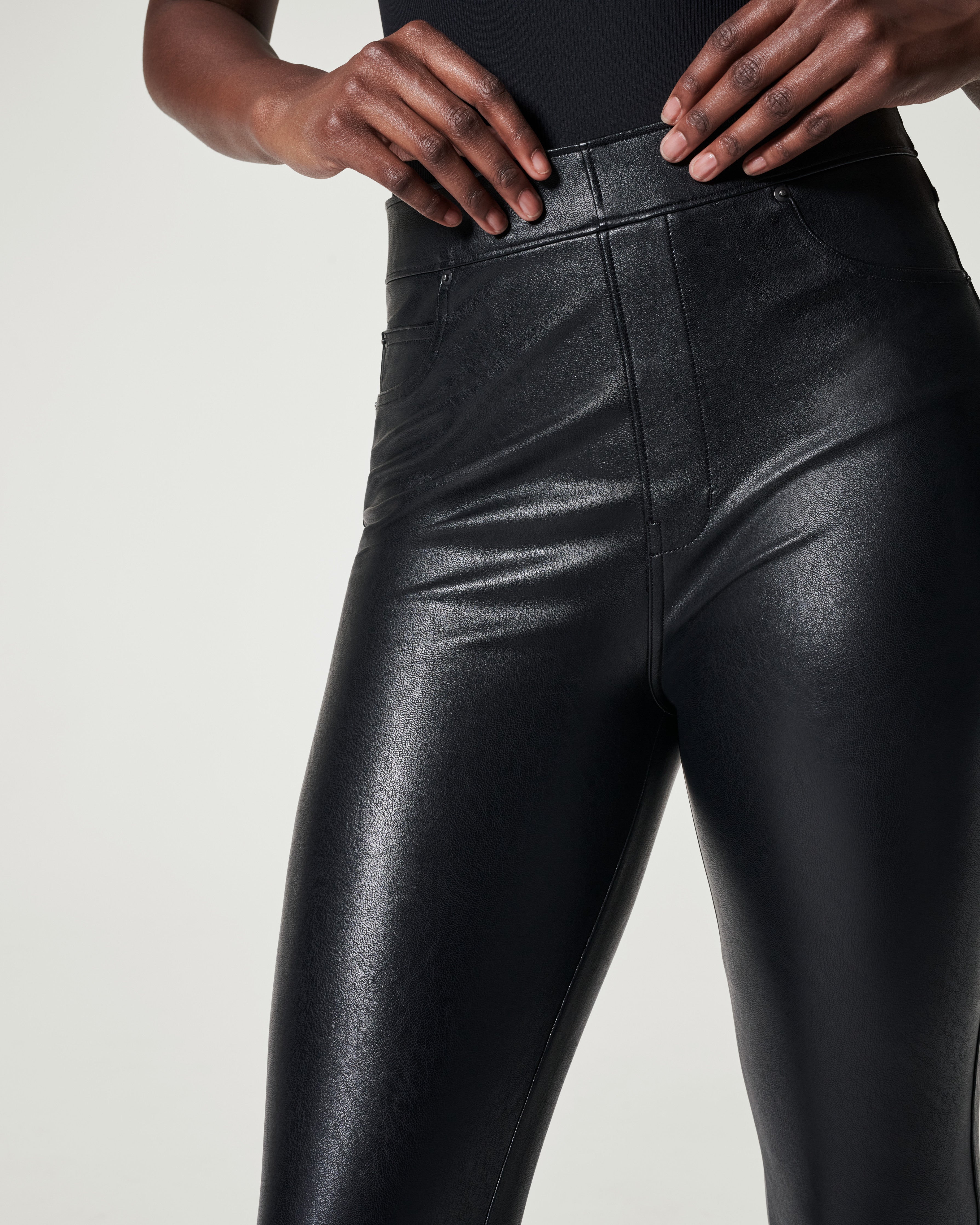 SPANX Snake Print Black Faux Leather Pants Size 1X (Plus) - 47% off