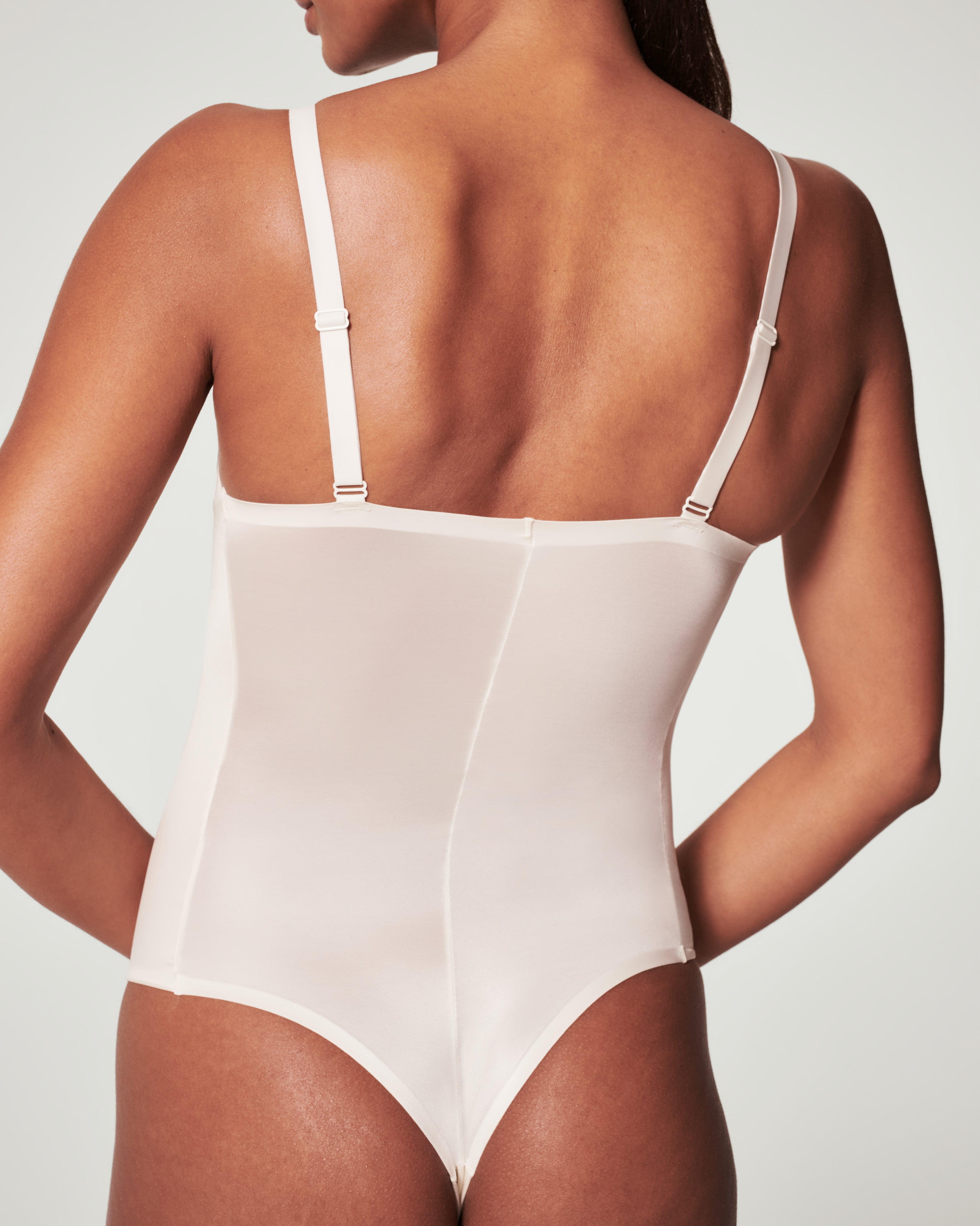 Spanx Shaping Mesh-trimmed Stretch-satin Thong Bodysuit - Neutral -  ShopStyle Plus Size Lingerie