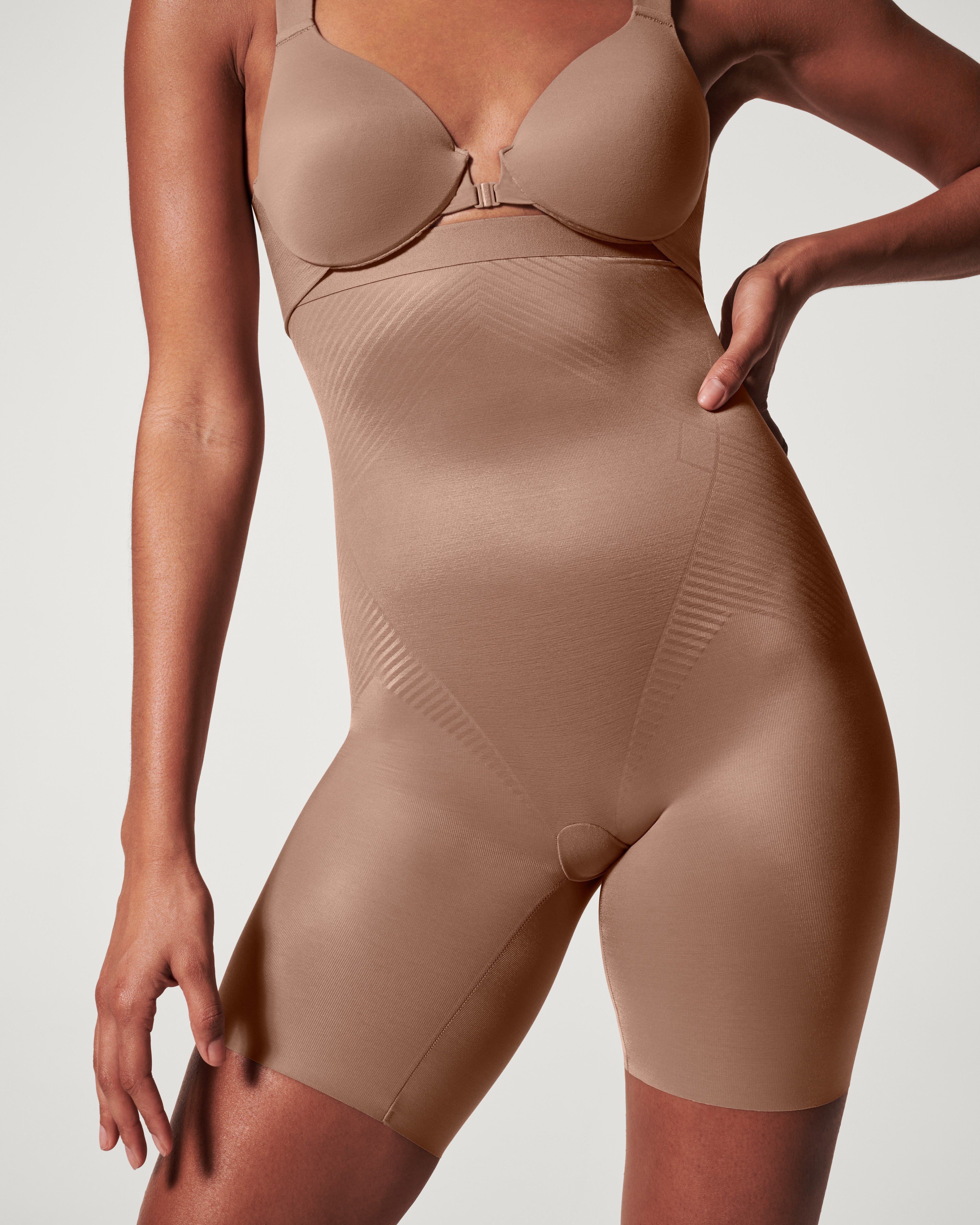 SPANX Body shaper panty girdle waist short leg brown - ESD Store