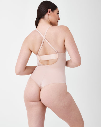 SPANX Bodi Suit Your Fancy Plunge Low Back Thong Suit Your Fancy 10206R  Crna