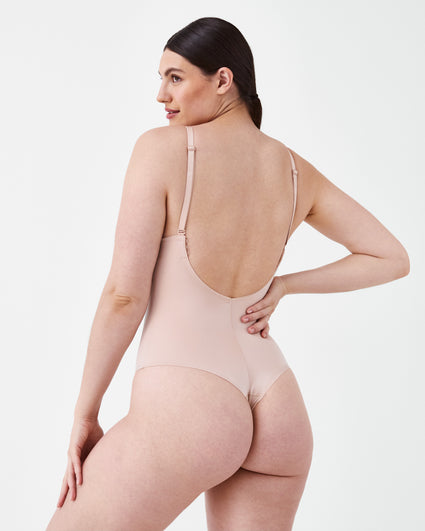ASSETS by SPANX Women's Flawless Finish Shaping Micro Low Back Cupped  Bodysuit Shapewear