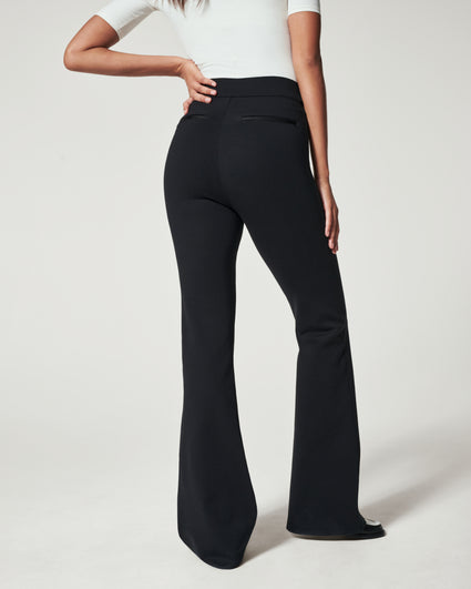 Spanx Faux Suede Flare Pant-BLACK on Garmentory