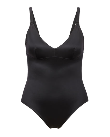 Satin Balconette Thong Bodysuit - Black - Ladies