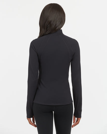 New Women's Spanx Contour Athletic Work Out Jacket Dark Palm Large