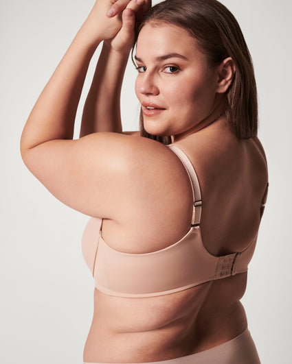 SPANX Low Profile Minimizer Bra, The Low Profile Minimizer Bra solves all  your bra-blems: minimized chest projection, cushioned straps and unlined  full-coverage cups. Shop now