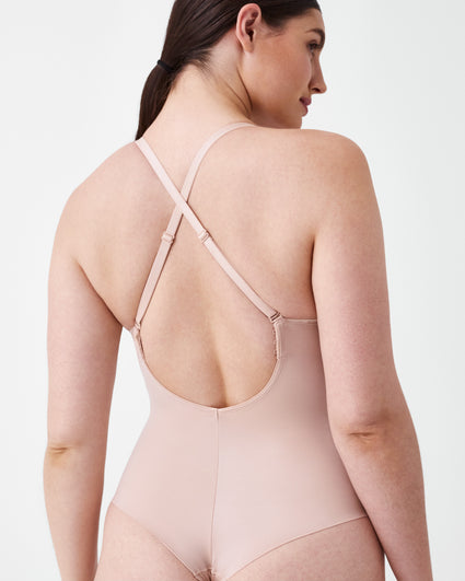 Women Backless Shapewear Plunge V-neck Bodysuit Invisible Body Shaper For  Low Back Dressbeige