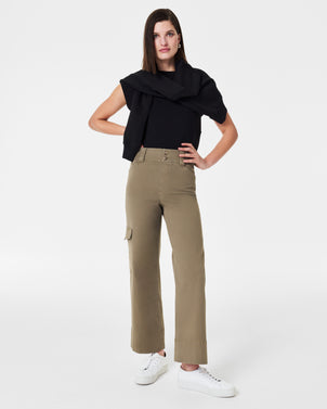 Spanx Stretch Twill Cropped Wide Leg Pant-Bright White