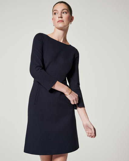 Spanx Perfect A-Line 3/4 Sleeve Dress Black
