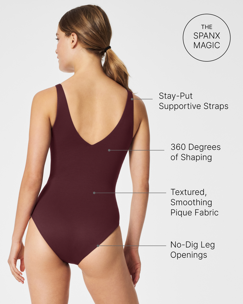 SPANXshape Swim Pique Plunge One Piece