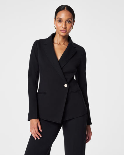 SPANX, Jackets & Coats, Nwot 248 Spanx Perfect Oversized Blazer Black Sz  L Ponte Washable Closet Staple