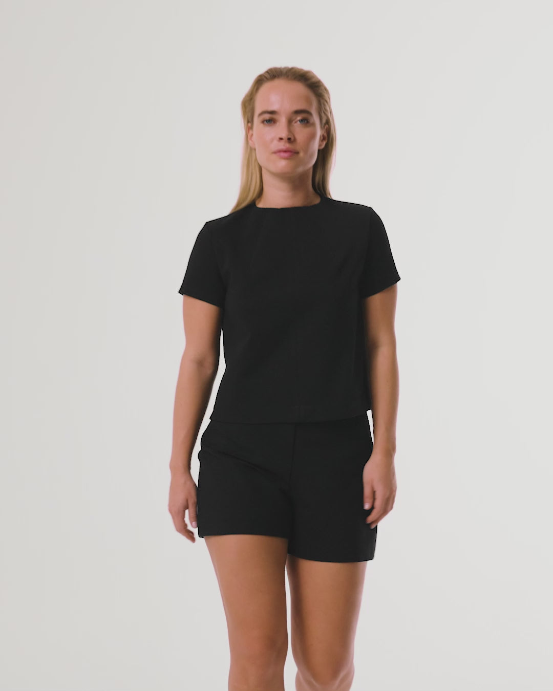 Spanx Perfect Length Short Sleeve Tee in Very Black