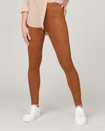 In Control High Waist Cross Over Ribbed Leggings in Brown