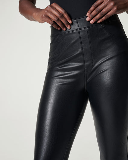 SPANX Faux Leather Moto Leggings Very Black XS 27 at  Women's  Clothing store