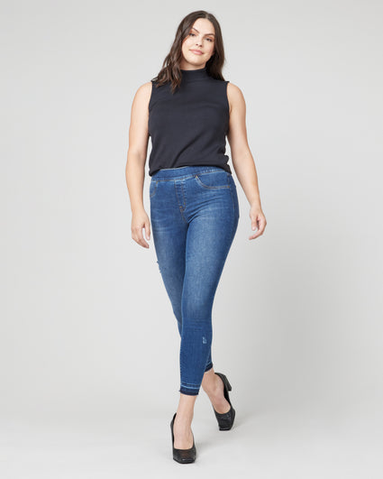 Spanx DISTRESSED - Jeans Skinny Fit - medium wash/dark-blue denim