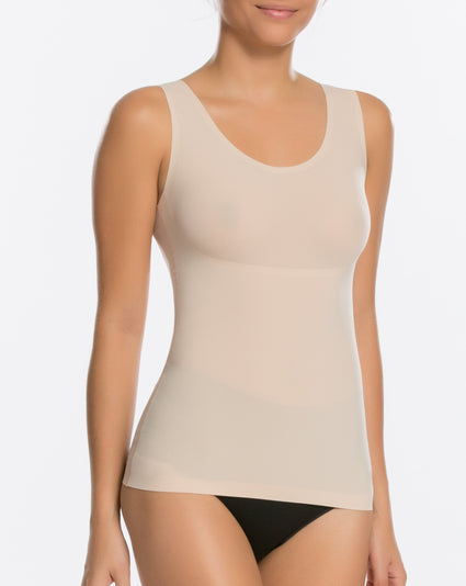 SPANX Camisole Double V-Neck Smooth Sleek Shaping Top Nude Black  Slimplicity 310